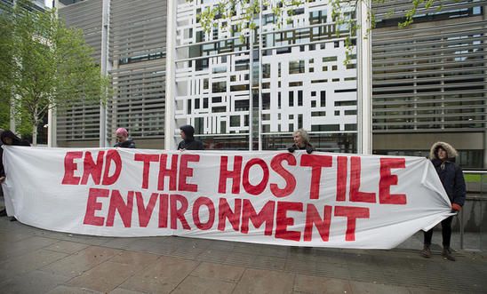 Protesters from Global Justice Now demonstrate outside the Home Office Protesters from Global Justice Now demonstrate outside the Home Office